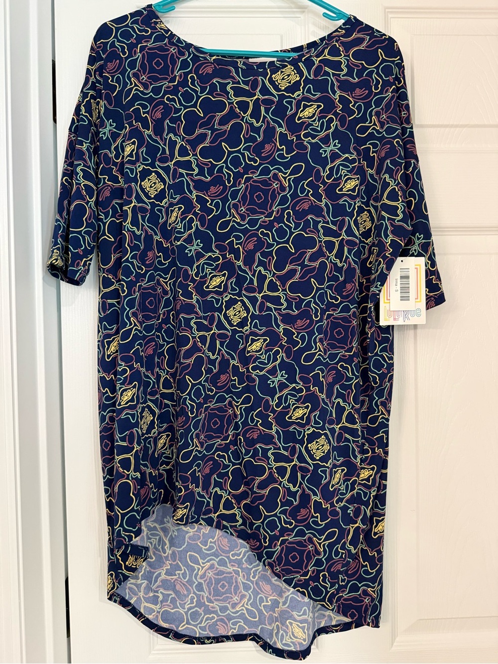 LuLaRoe Irma Navy Floral-Outline Tunic